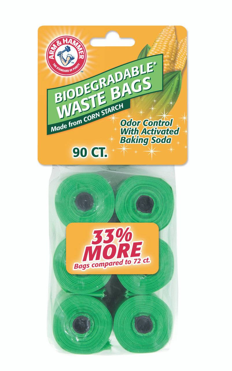 Arm & Hammer Disposable Corn Starch Waste Bags Refills Green 90 Count