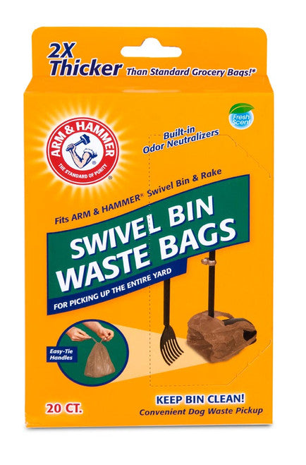 Arm & Hammer Waste Bags for Swivel Bin Rake Penny 20 Count - Dog