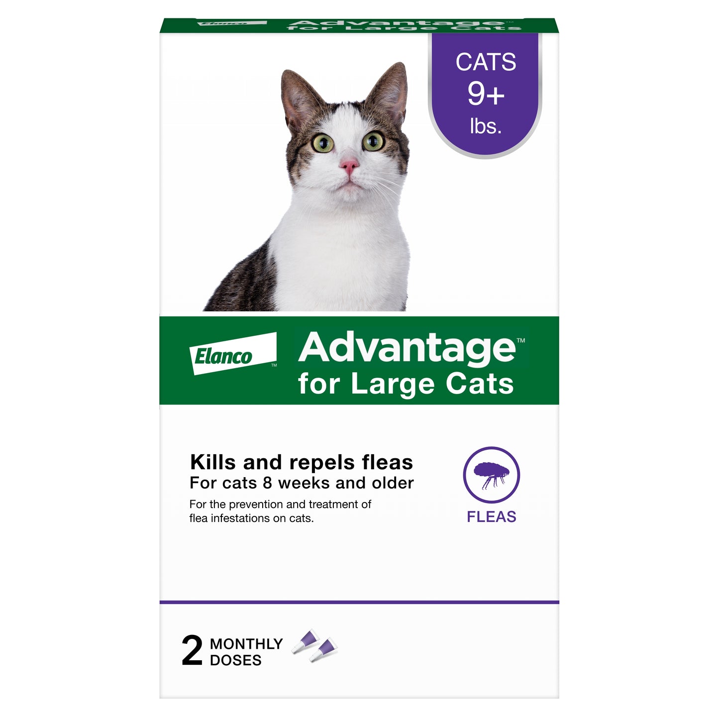 Elanco Advantage Topical Flea Treatment for Cats 2-Month Supply Large Cats (Over 9Lbs) 727804566524