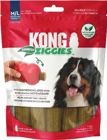 KONG Ziggies Enhanced Plant-Based Dog Treats Medium/Large, 8 oz 035585361864