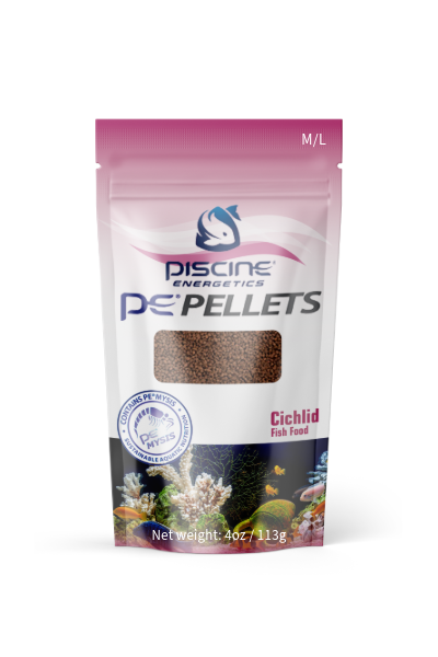 Piscine Energetics PE Pellets Cichlid Fish Food Medium/Large 4 oz 824123306418