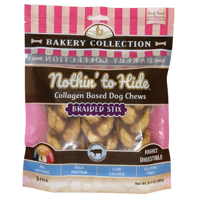 Fieldcrest Farms Nothin' To Hide Bakery Collection Dog Treat Braided Stix Beef 5.5 in, 3 pk 810002633843