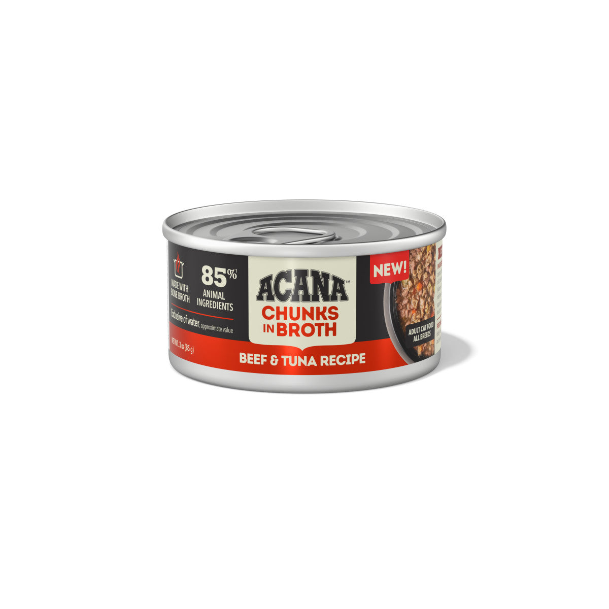 Acana Chunks in Broth Canned Cat Food Beef & Tuna 24ea/3 oz 064992724528