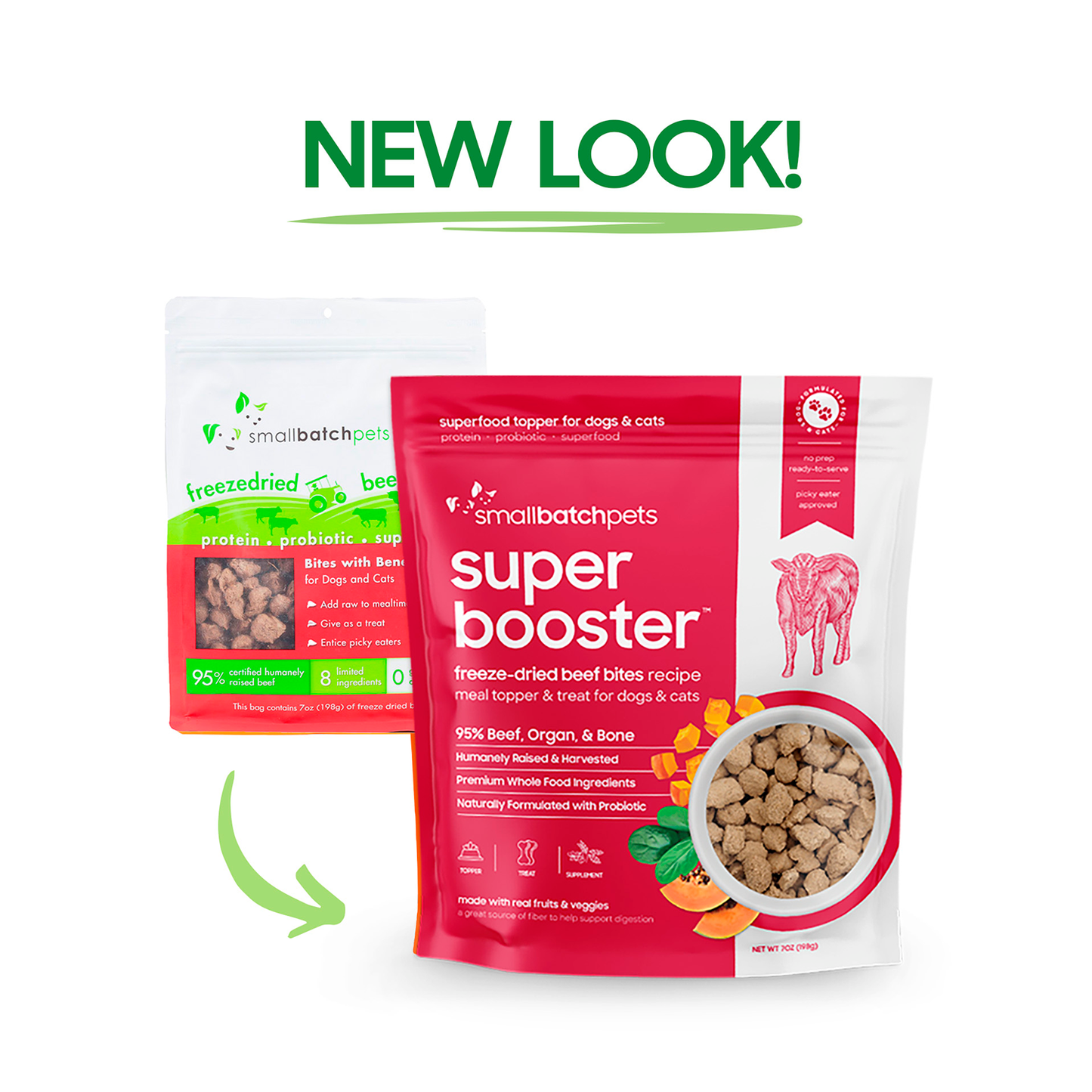 Small Batch Dog Cat Freeze-Dried Super Booster Beef 7oz {L+x}