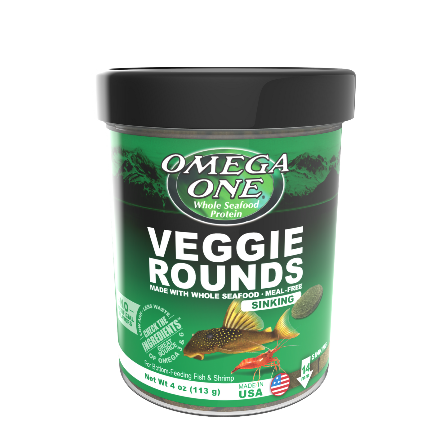 Omega One Veggie Rounds Sinking Pellet Fish Food 4 oz 698220053212