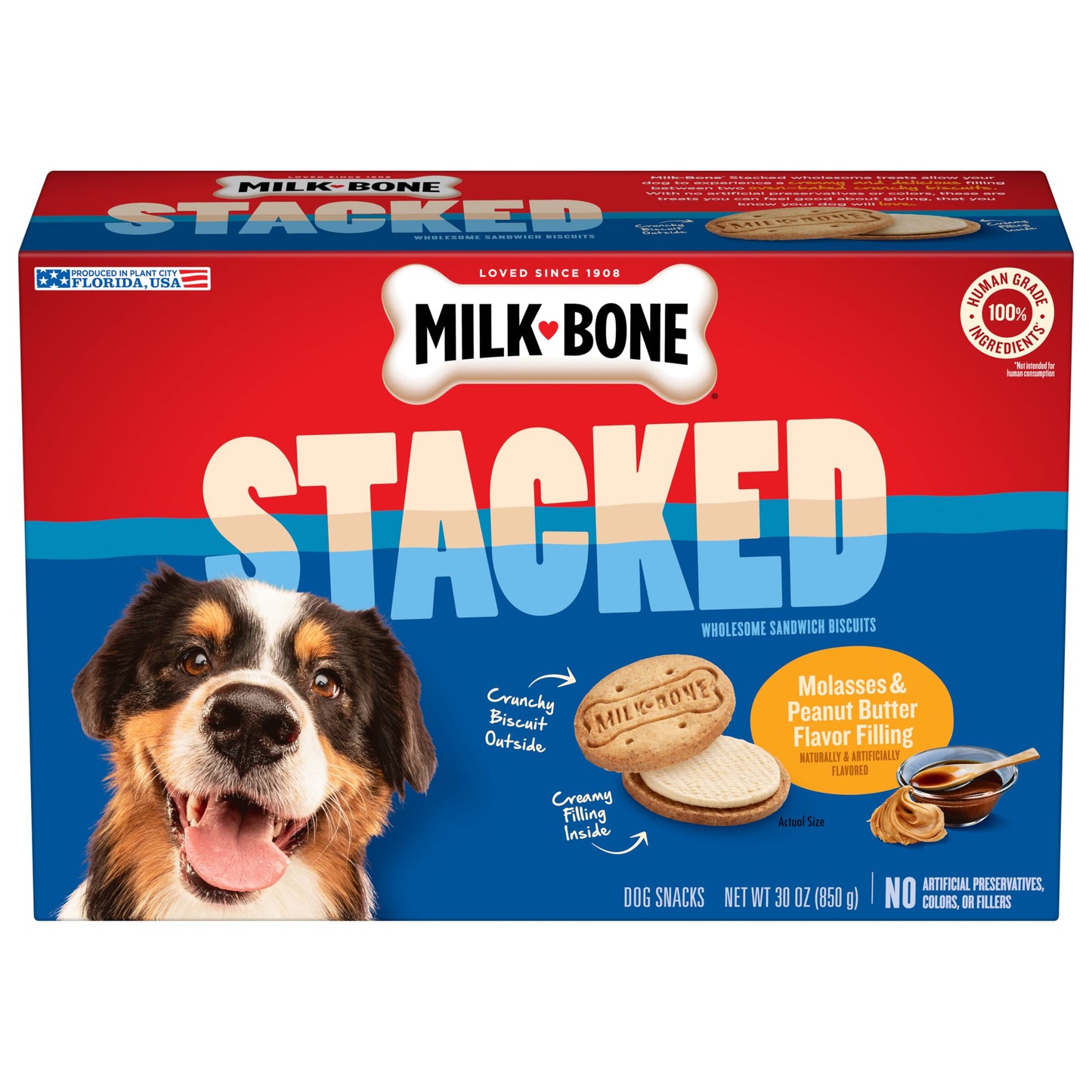 Milk-Bone Stacked Dog Treats Molasses & Peanut Butter 30 oz 079100931958