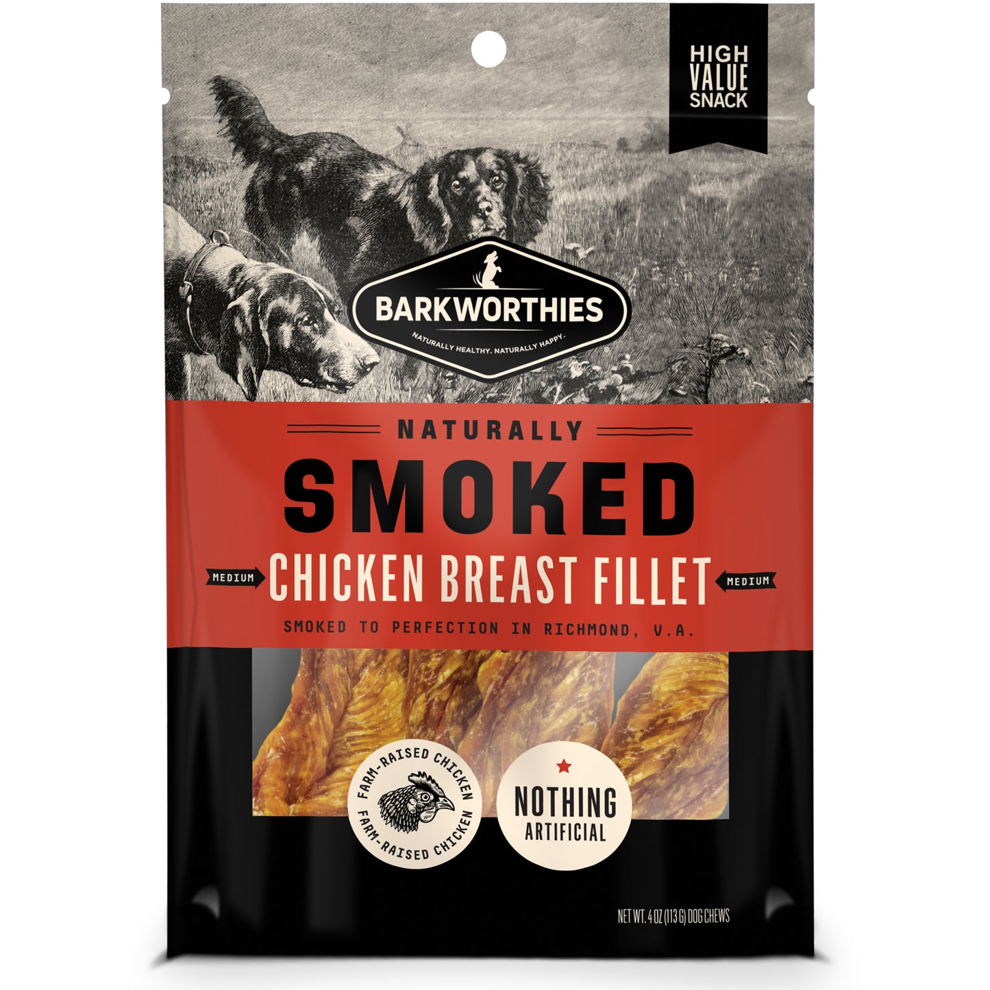 Barkworthies Smoked Chicken Breast Fillet Dog Treat Medium, 4 oz 840139130717