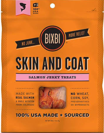 Bixbi Dog Skin & Coat Salmon Jerky 5oz {L+x} 091037313706