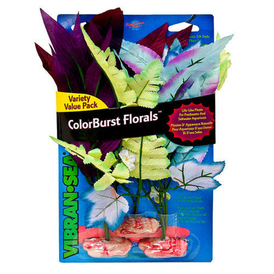 Blue Ribbon ColorBurst Florals African Fountain Fern Cluster Aquarium Plant Assorted 3 Pack