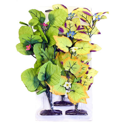 Blue Ribbon ColorBurst Florals Broad Leaf Flower Cluster Aquarium Plant Assorted 3 Pack