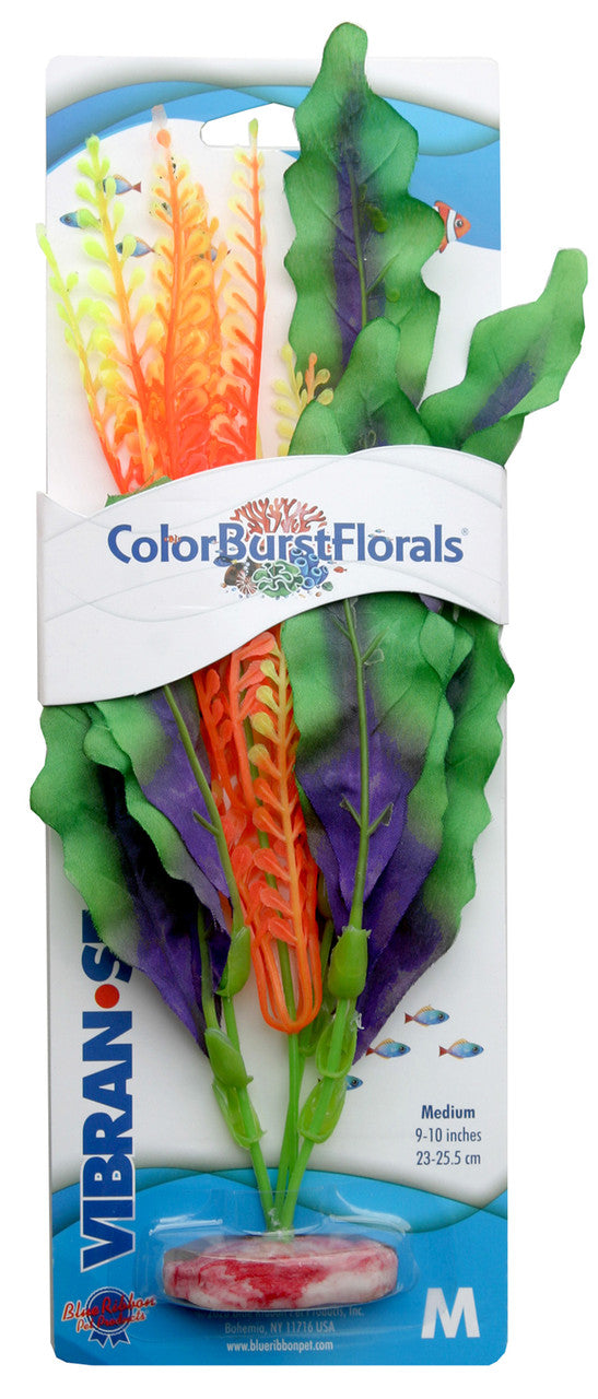 Blue Ribbon Colorburst Florals Waffle Leaf Aquarium Plant Green MD