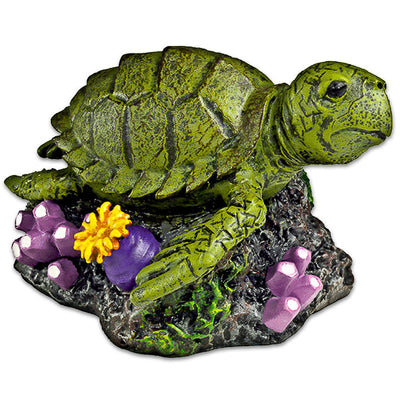Blue Ribbon Exotic Environments Aqua Critter's Sea Turtle Aquarium Statue Multi-Color 2 in