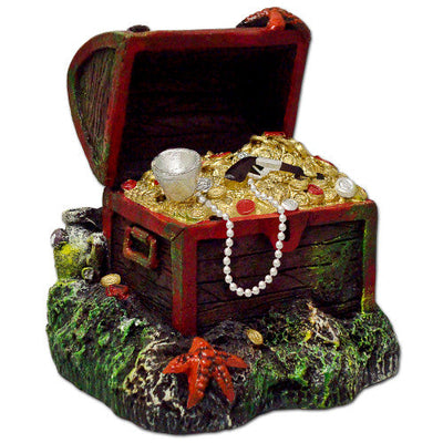 Blue Ribbon Exotic Environments Captain Kidds Buried Treasure Chest Aquarium Ornament Multi - Color 3in SM