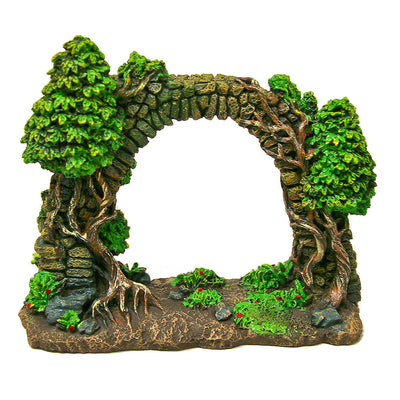 Blue Ribbon Exotic Environments Forgotten Ruins Cobblestone Wall Aquarium Ornament Brown, Green 6.5 in