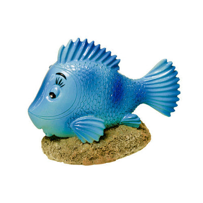 Blue Ribbon Exotic Environments Razorback Happy Fish Aquarium Statue Brown 3.5