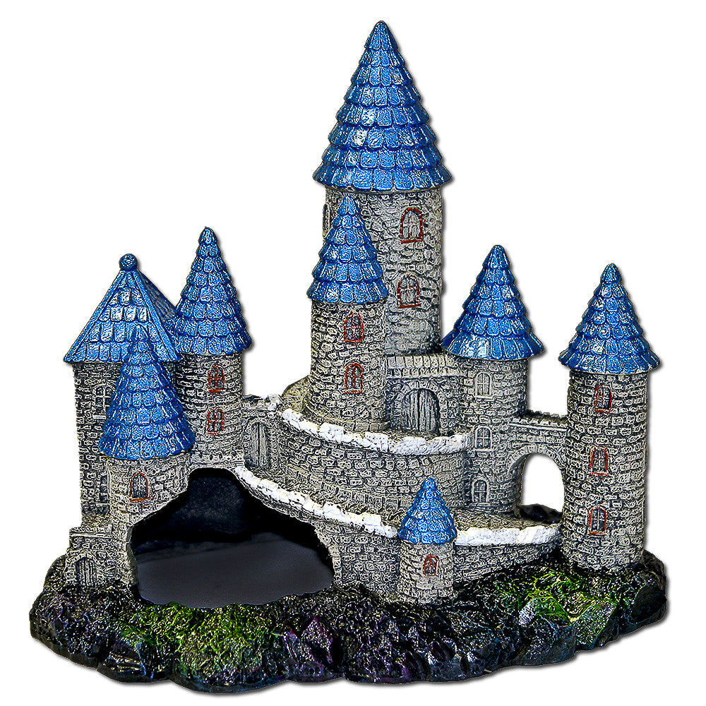 Blue Ribbon Exotic Environments Spire Castle Aquarium Ornament Blue, Grey 6 in