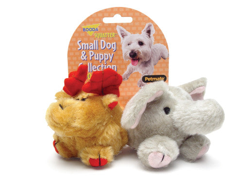 Booda Squatter Moose/Elephant Small Dog & Puppy Toy Multi - Color SM 2pk