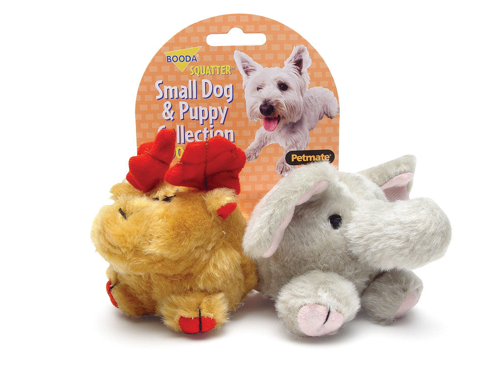 Booda Squatter Moose/Elephant Small Dog & Puppy Toy Multi-Color SM 2pk