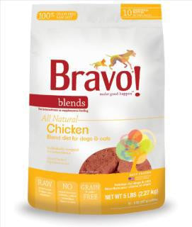 Bravo! Chicken Blend Burgers 5 lb. Bag SD - 5 {L - 1} 294020 (DD) - Dog