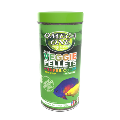 Omega One Super Color Veggie Floating Pellet w/Kelp Fish Food Small Pellets 6.5 oz 698220934214