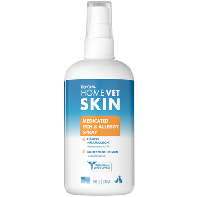 TropiClean HomeVet Skin Medicated Itch & Allergy Spray 8 oz 645095008861