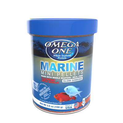 Omega One Marine Mini Slow Sinking Pellet Fish Food Mini Pellets 3.5 oz 698220613119