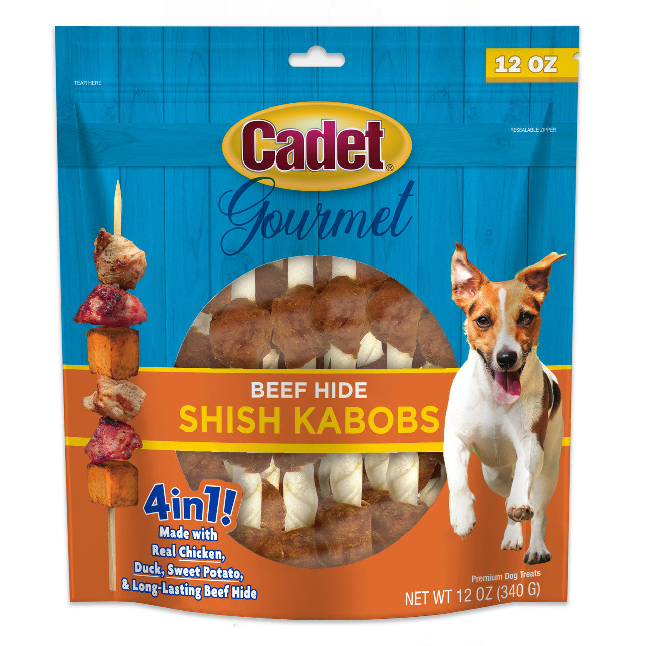 Cadet Gourmet Beef Hide Shish Kabob Dog Treats 5" (12 oz.)