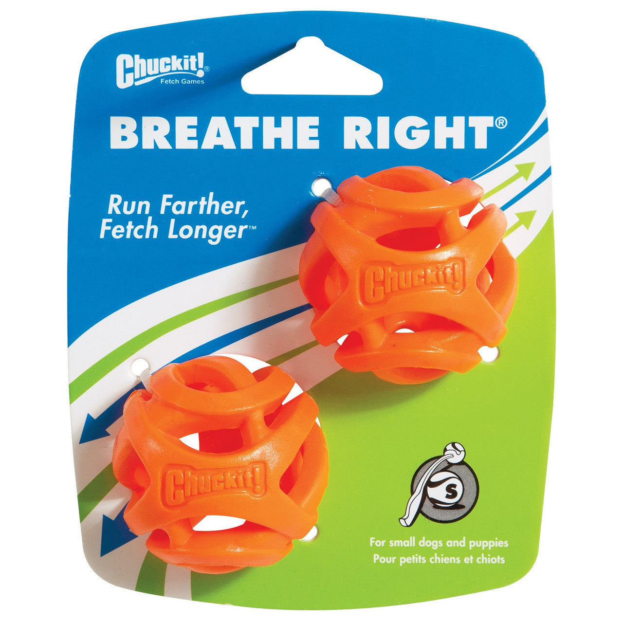 Chuckit! Breathe Right Dog Toy Fetch Ball Orange 2pk SM