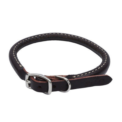 Circle T Latigo Leather Round Dog Collar Brown 3/8 in x 12
