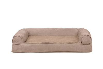 Fur Haven Pet Products Plush & Suede Sofa Orthopedic Pet Bed Almondine Medium 842229125726