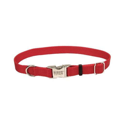 Coastal Pet ProduCats Titan Metal Buckle Adjustable Nylon Medium Dog Collar Red 3/4’ X 14 - 20’ - {L + 2}