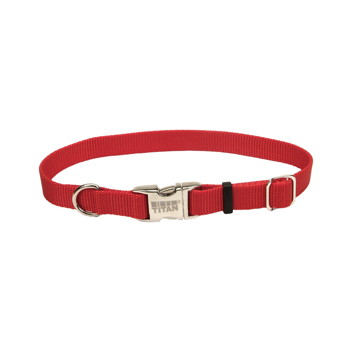 Coastal Pet ProduCats Titan Metal Buckle Adjustable Nylon Medium Dog Collar Red 3/4" X 14-20"-{L+2} 076484616051