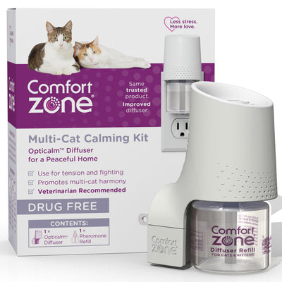 Comfort Zone Calming For Single and Multi-Cat Homes , Cat Pheromone, Single Diffuser Kit, 1 Diffuser, 1 Refill-48ml, New Formula