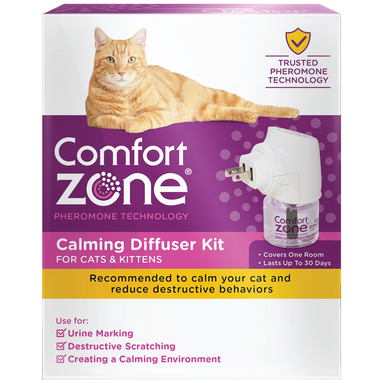 Comfort Zone Cat Calming Diffuser Kit, Cat Pheromone, 1 Diffuser, 1 Refill-48ml, New Formula
