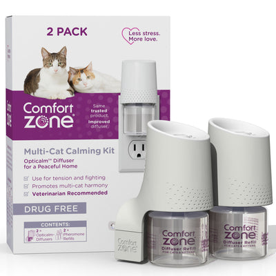 Comfort Zone MultiCat Calming Diffuser Kit, Cat Pheromones, 2 Pack Diffuser Kit, New Formula