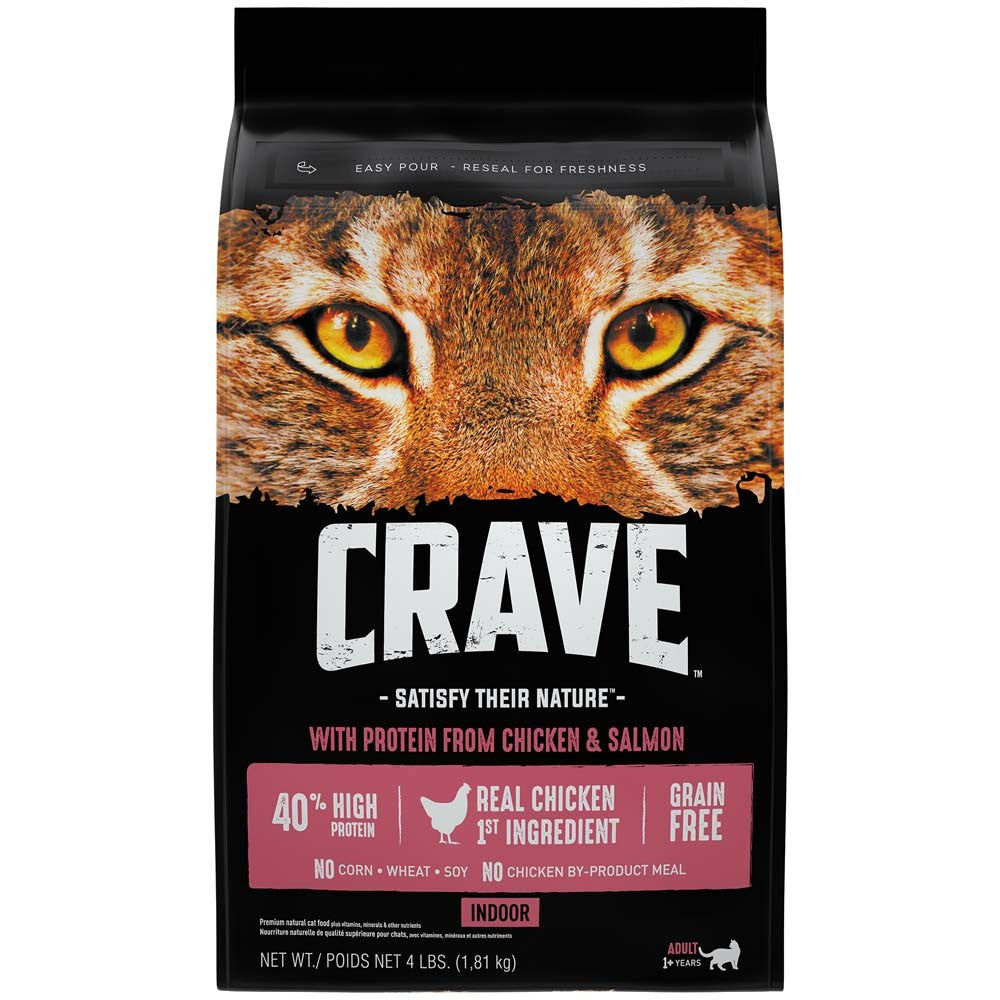 Crave Indoor Chicken & Salmon Dry Cat Food 4lb 023100123424