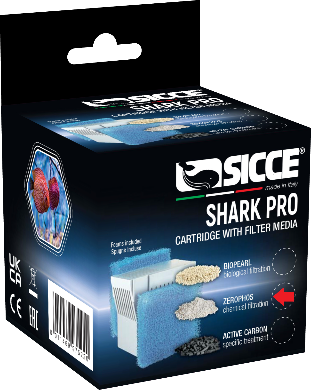 Sicce SHARK PRO Zerophos Cartridge w/Sponge 20Ppi 8011469975206