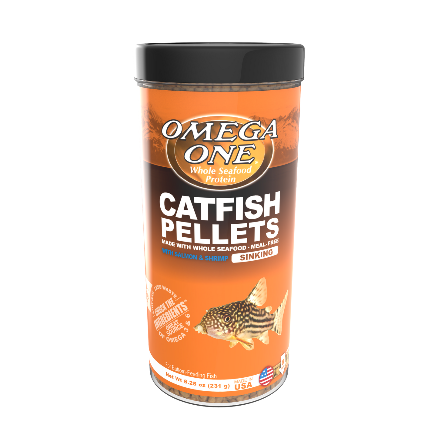 Omega One Catfish Sinking Pellet w/Shrimp Fish Food 8.25 oz 698220034914