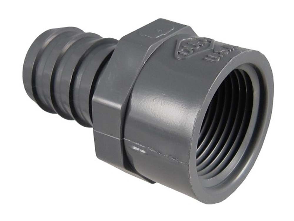 Danner Female Pipe Threaded X Barbed Fitting Gray 0.75 in