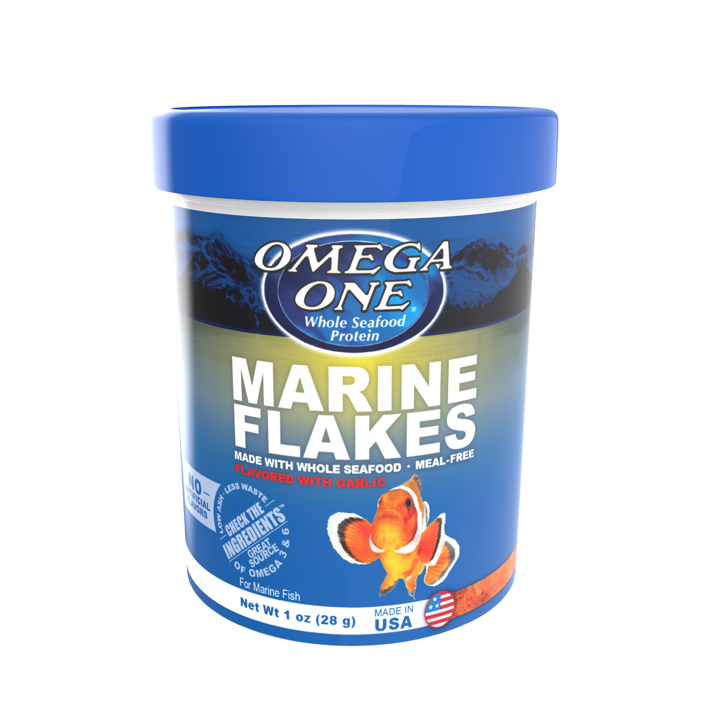 Omega One Marine Flakes Fish Food 1 oz 698220013810