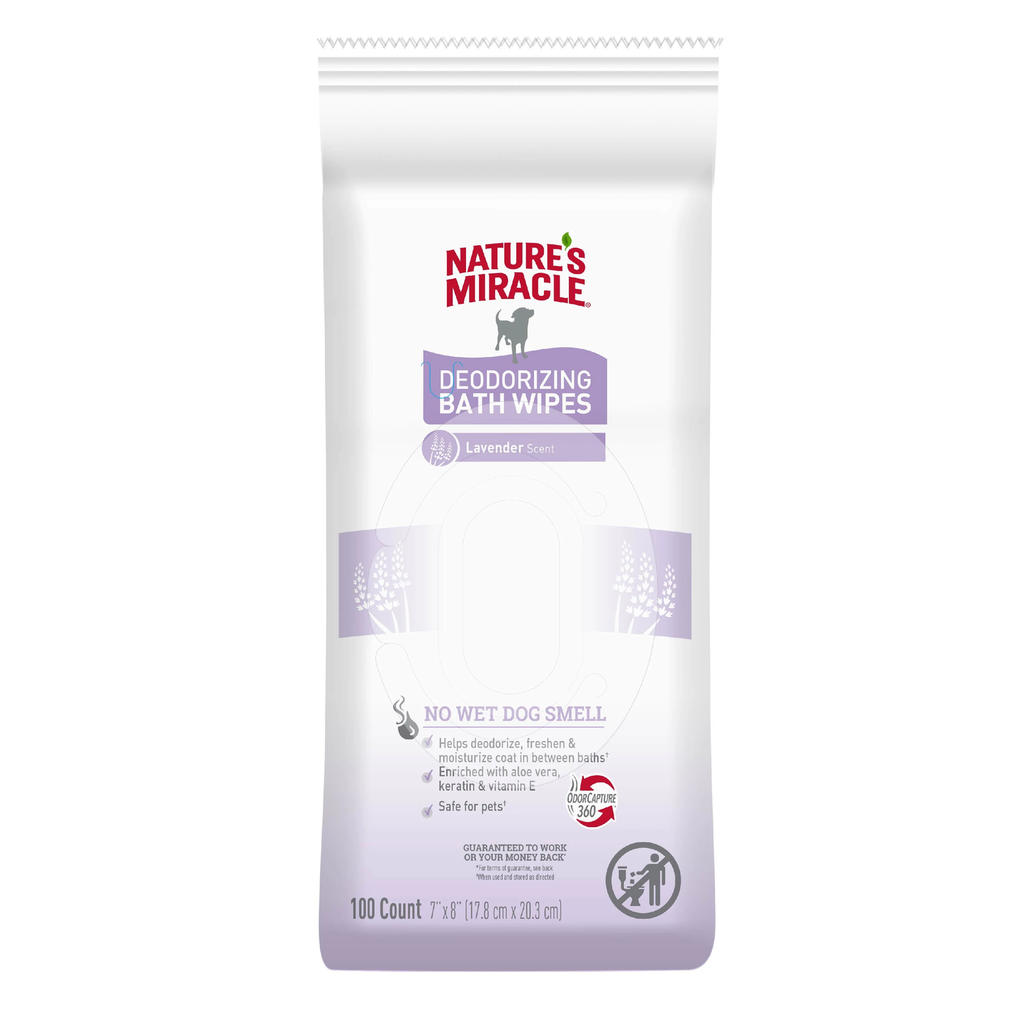Nature's Miracle Deodorizing Lavender Scented Bath Wipes for Dogs 100 ct 018065984739