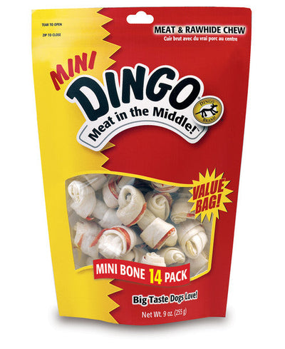 Dingo Meat in the Middle Bones Dog Treats Mini Beef 16oz 14pc