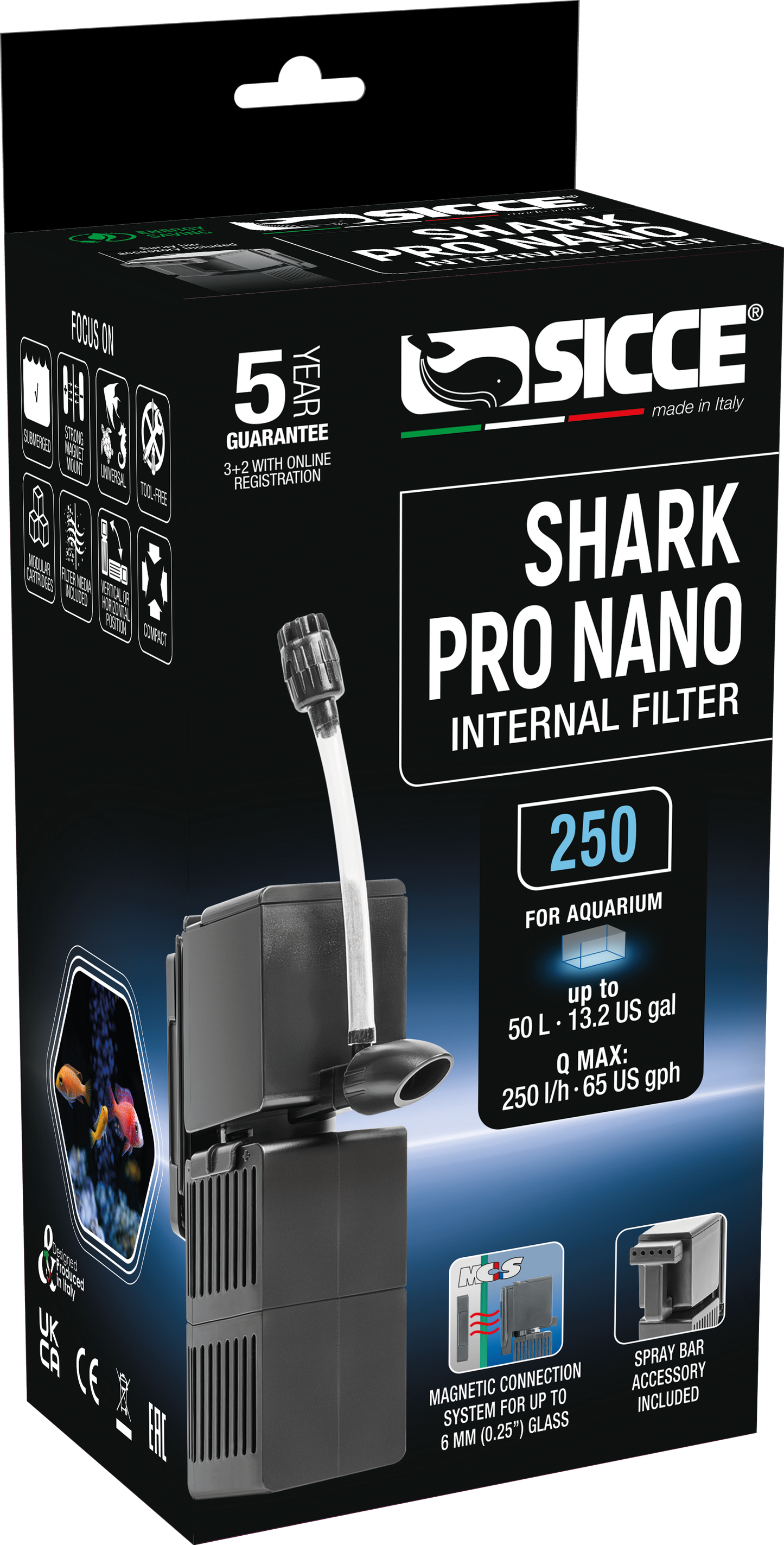 Sicce Shark Pro Nano Internal Filter 250 8011469981511