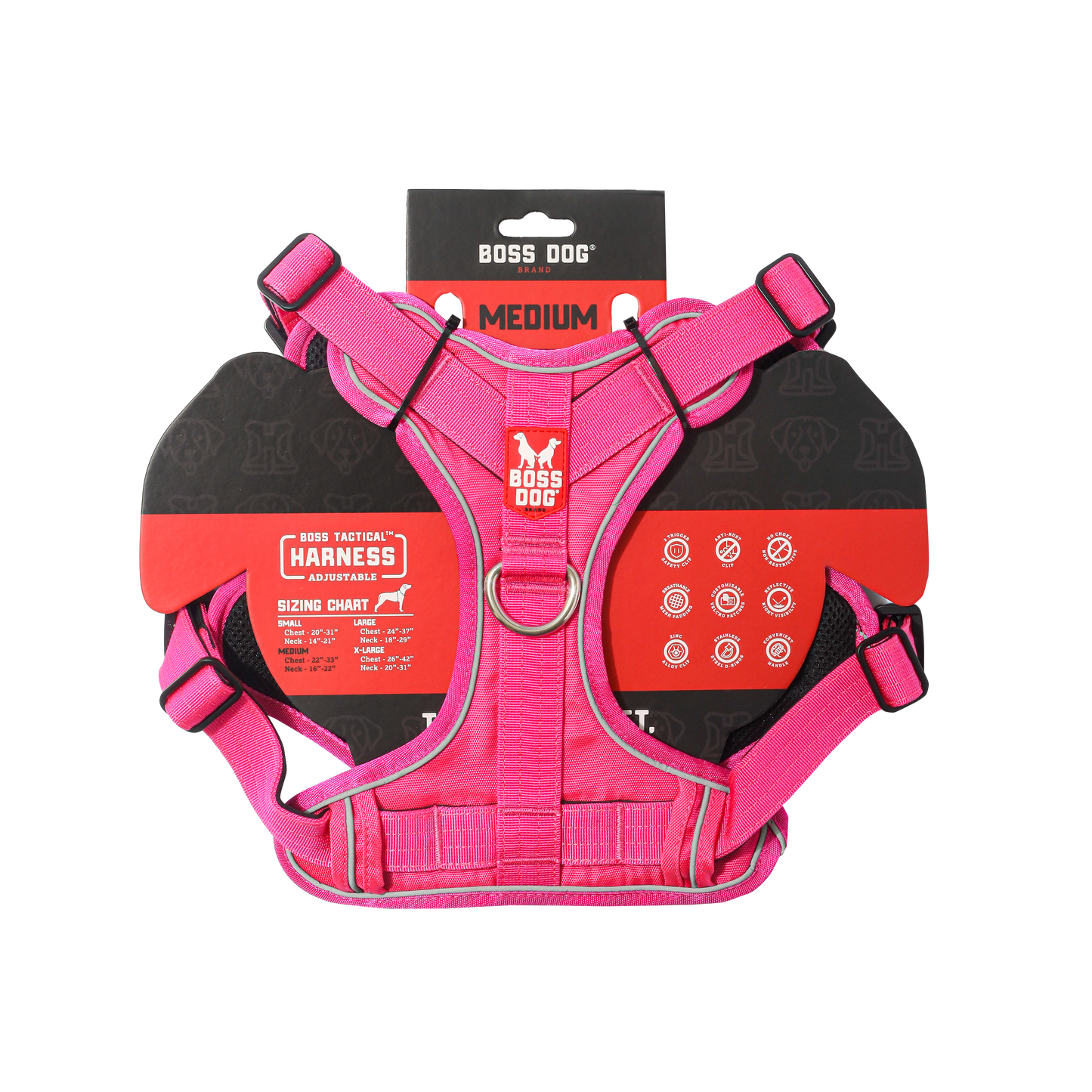 Boss Dog Tactical Dog Harness Hot Pink Medium 850065051413