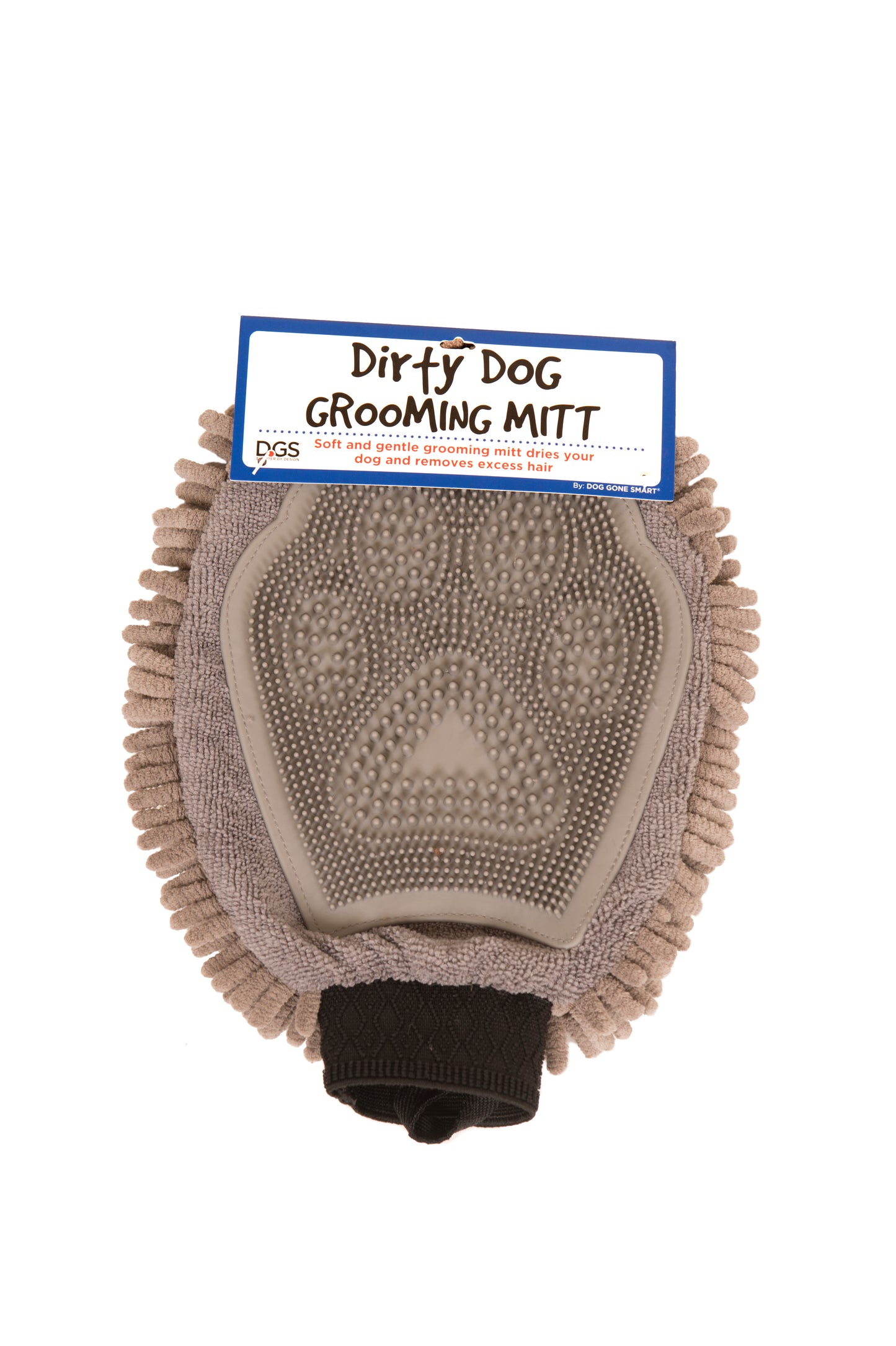 Dogs Gone Smart Dirty Dog Grooming Mitt Grey Fits All 849670021072