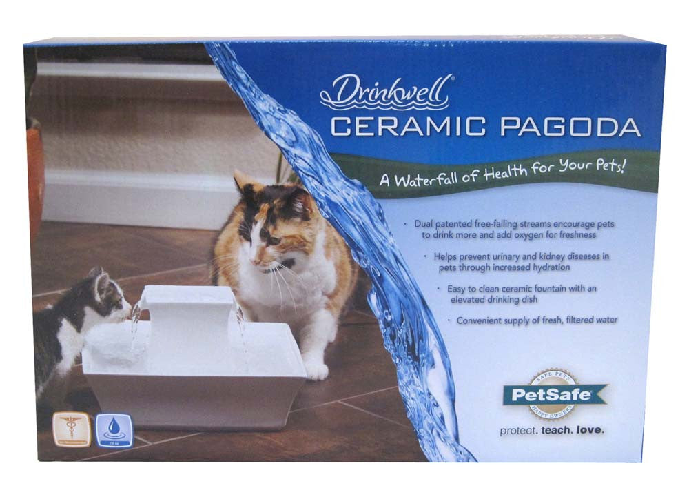 Petsafe Drinkwell Pagoda Fountain-white- 729849139077 – Pets Warehouse