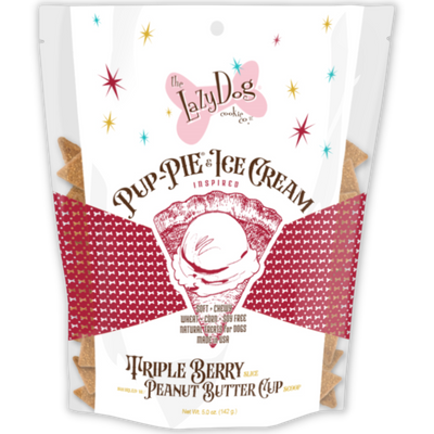 Lazy Dog Cookies Pup-PIE & ICE CREAM Inspired Triple Berry W/Peanut Butter Slices 5 oz 814272013428