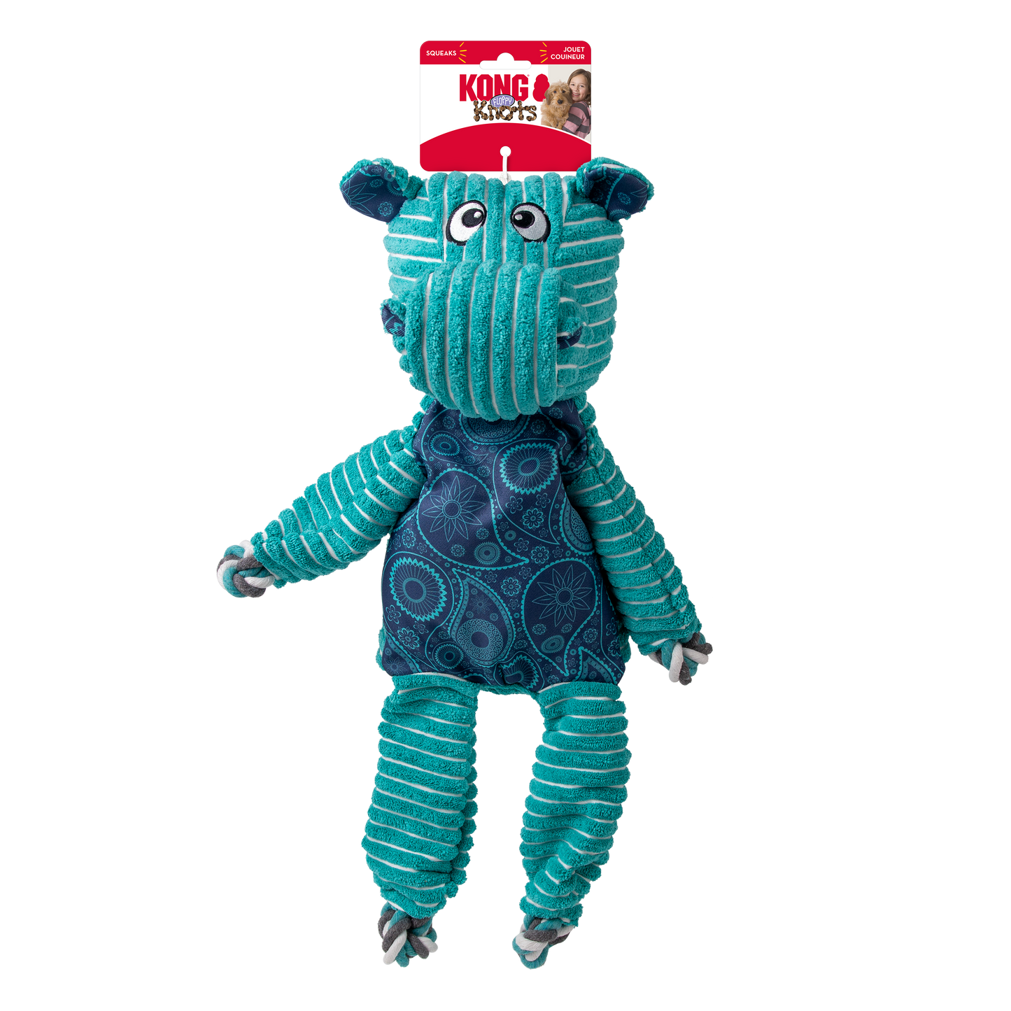 KONG Floppy Knots Dog Toy Hippo X-Large 035585533018