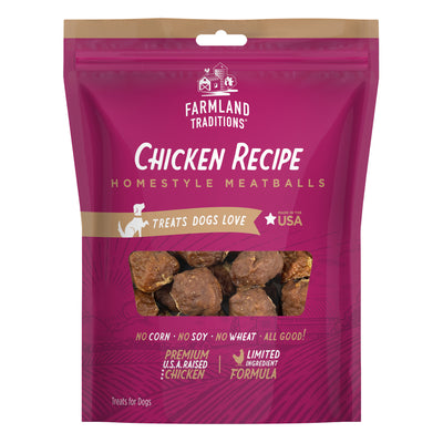 Farmland Traditions Homestyle Meatballs Dog Treats Chicken 16 oz 884713003097