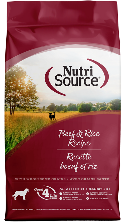 NutriSource Dry Dog Food Beef & Rice 4 lb 073893268086